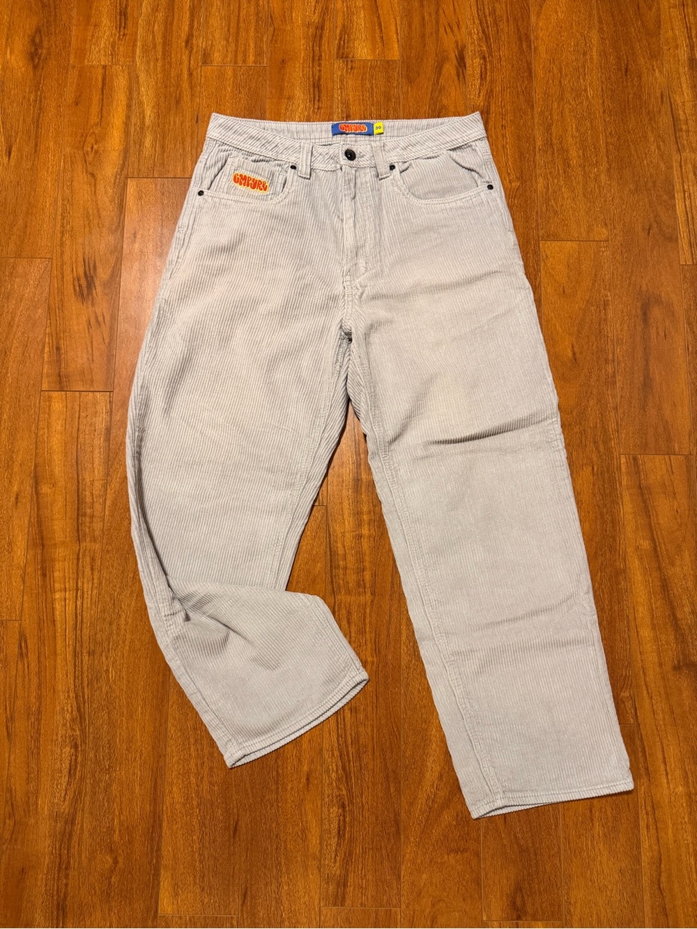 Empyre Men's Light Gray Corduroy Straight Jeans